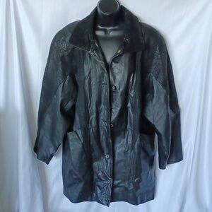 Jacqueline Ferrar Vintage Black Leather & Suede Jacket Coat Women’s Size L EUC